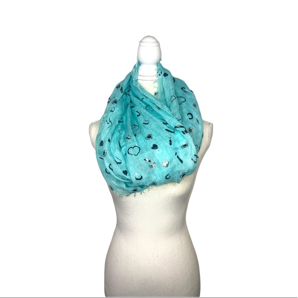 JUICY COUTURE Blue & Silver Graphic Infinity Scarf